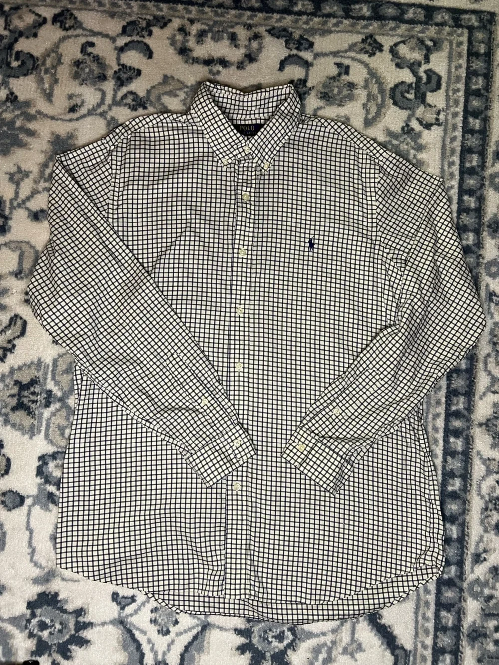 Polo by Ralph Lauren Navy and White Gingham Button-Down Shirt‎